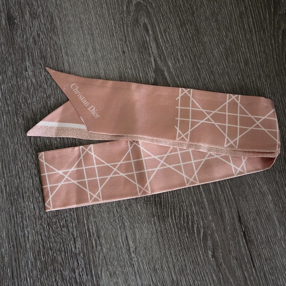 Christian Dior Pink Cannage Printed Silk Reversible Mitzah Scarf
